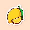 illustration cute cartoon of yellow slice and single lemon