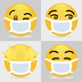 ILLUSTRATION VECTOR GRAPICH OF YELLOW EMOTICON USING MASK. SET 5