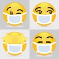 ILLUSTRATION VECTOR GRAPICH OF YELLOW EMOTICON USING MASK. SET 5 Royalty Free Stock Photo