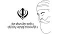 Illustration vector of guru nanak dev ji the written sentence means everything done by god is best Royalty Free Stock Photo