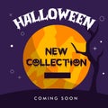 Illustration vector of Halloween themes, frame, and photo booth on the party with pumpkin ornament Royalty Free Stock Photo