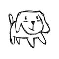 Illustration vector hand draw doodles of cute dog smiling Royalty Free Stock Photo