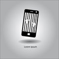 Illustration vector hand holding jail bars in mobile phone, pris Royalty Free Stock Photo