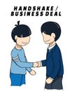 The illustration vector of handshake or dealing business