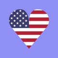 illustration vector of heart american. The vector heart with american flag colors and symbol Royalty Free Stock Photo