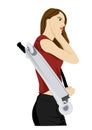 Illustration, vector illustration, girl skateboarding Royalty Free Stock Photo