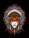 Illustration indian apache woman head