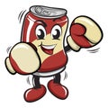 cute drink can vintage character mascot boxer wearing boxing gloves