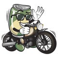 cute drink can vintage character mascot illustration cans very cool riding a motorbike