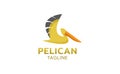Illustration vector logo template of flying pelican