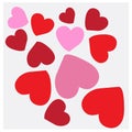 Illustration vector many hearts falling on gray background