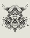 Illustration vector monochrome viking head