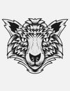 Illustration vector monochrome wolf head Royalty Free Stock Photo