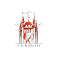 Illustration vector mosque and drum for celebration eid mubarak Royalty Free Stock Photo