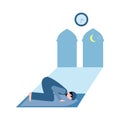 Illustration vector of move to bowing position pray muslim