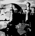 Illustration - vector old dark castle