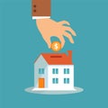 Illustration vector of people saving long-term home investment with coins