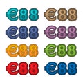 Illustration Vector of price 88 euro, Europe currency.