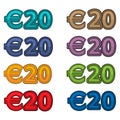 Illustration Vector of price 20 euro, Europe currency