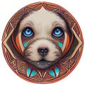 illustration vector of puppy face in hand draw tribal mandala style isolated on white