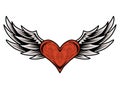 Illustration vector red heart wings Royalty Free Stock Photo