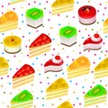 vector seamless background with fruit cakes and sweets