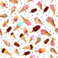 vector seamless background with ice cream and sweets Royalty Free Stock Photo