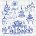 Illustration of vector set of Bangkok