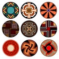 Vector set of ethnic tribal design elements of american ornamental rosettes Royalty Free Stock Photo