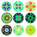 vector set of ethnic tribal design elements of american ornamental rosettes Royalty Free Stock Photo