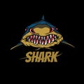 Illustration Vector shark angry cartoon Royalty Free Stock Photo