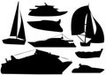 Illustration vector ship boat vehicle silhouettes Royalty Free Stock Photo