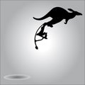 Illustration vector silhouette kangaroo jumping with stilts