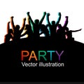 Illustration vector silhouettes party dance colorful group of jumping people dancing. Jazz funk, hip-hop, house dance. Dancer man Royalty Free Stock Photo