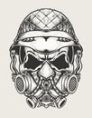 Illustration vector skull army head with mask
