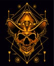 Skull cowboy with sacred geometry