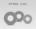 Rolled steel coil, steel strap in side view, Steel plate metal sheet industry, flat icon vector