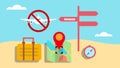 Illustration vector of Travel Warnings Issued as Coronavirus. Wuhan China virus. Template for background, banner, poster, website,