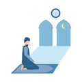 Illustration vector of turn face the right pray muslim