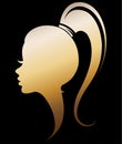 Illustration vector of women silhouette golden icon