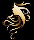 Illustration vector of women silhouette golden icon