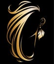 Illustration vector of women silhouette golden icon