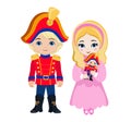 Illustration of very cute Prince and Princess who is holding the nutcracker. Royalty Free Stock Photo