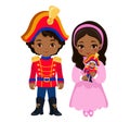 Illustration of very cute Prince and Princess who is holding the nutcracker. Royalty Free Stock Photo