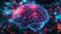 Illustration of a vibrant, digital brain with connections Royalty Free Stock Photo