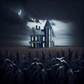 Illustration of a victorian farm house, wallpaper and background for your home and office wall Royalty Free Stock Photo