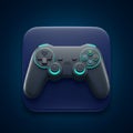Illustration of a video game controller on a dark blue square Royalty Free Stock Photo