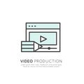 Illustration of Video Production, Content Making, Data Creation, Vlog Posting