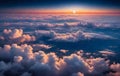 Illustration of a view of a group of clouds and the full moon