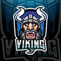Viking head esport mascot gaming logo design